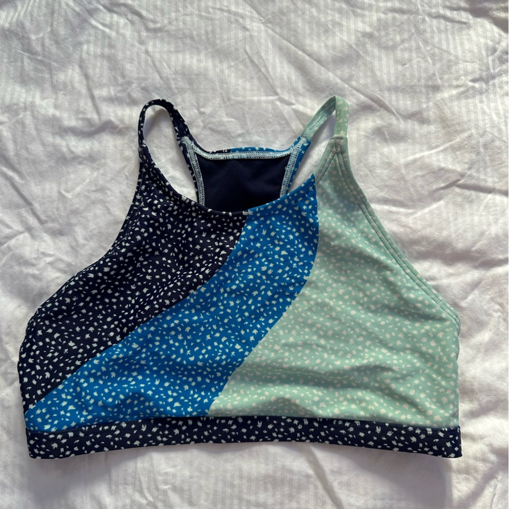 Blue and Green Patterned Swim Top